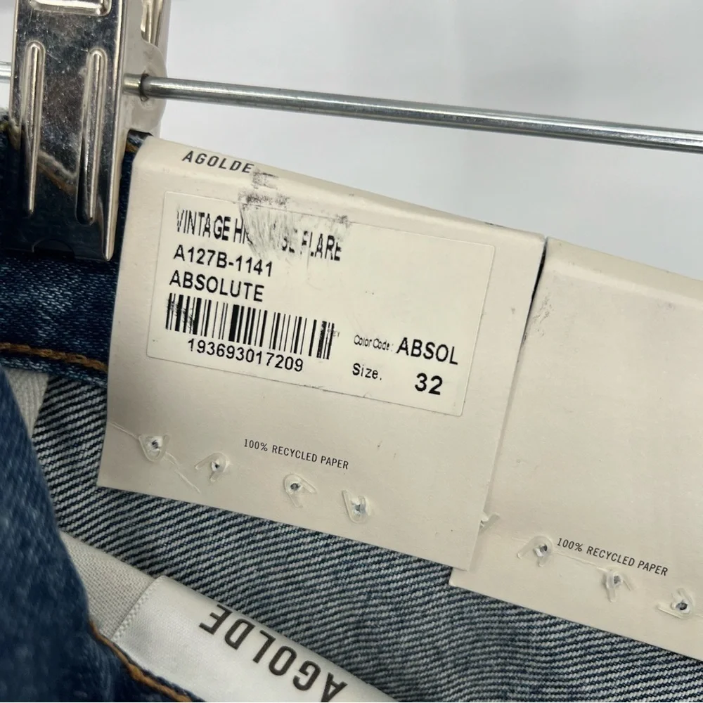 AGOLDE Vintage Flare Dark Wash High Rise Classic Denim Jeans in Absolute 32 NWT